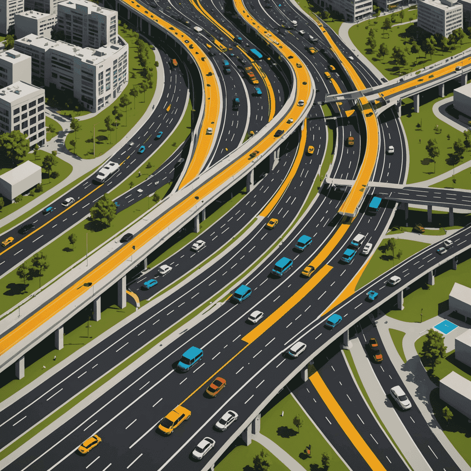 A digital map showing real-time traffic flow with color-coded roads, icons for accidents and road work, and alternative routes highlighted.